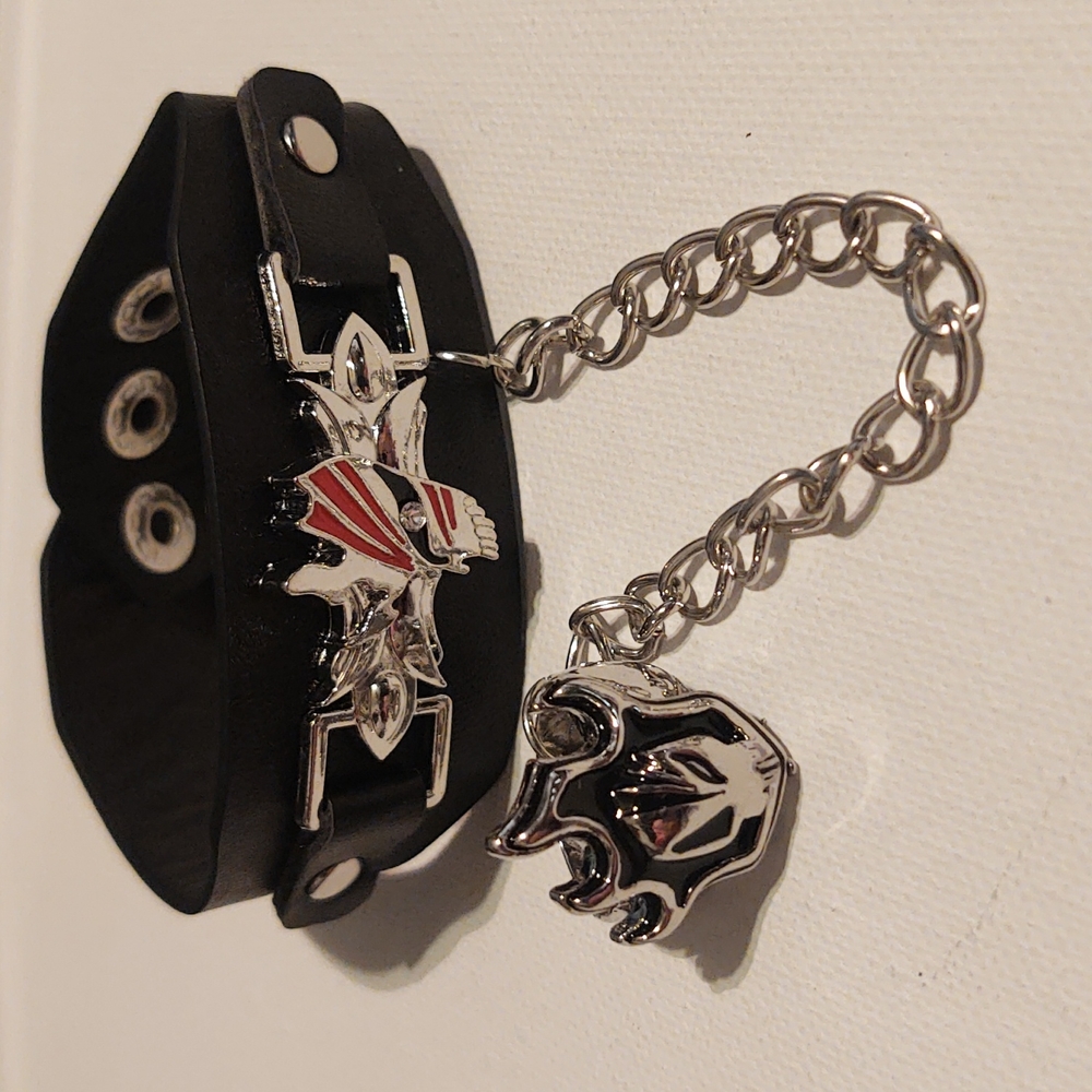 Leather Kurosaki Ichigo bracelet with chain attached ring.  NWOT